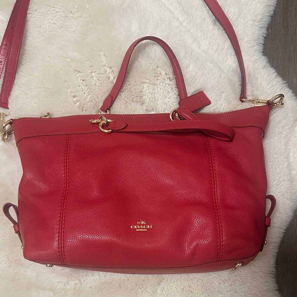 Coach Red Leather Shoulder Bag - Picture 2 of 6